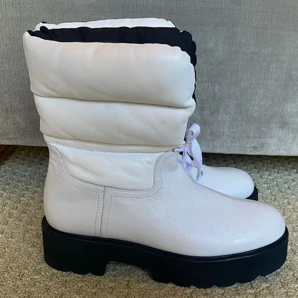 Stuart Weitzman White and Black Winter Boots